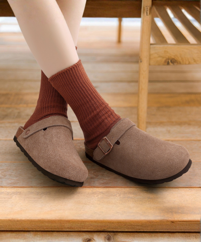 Genuine Suede Backstrap Clogs by Qomfort