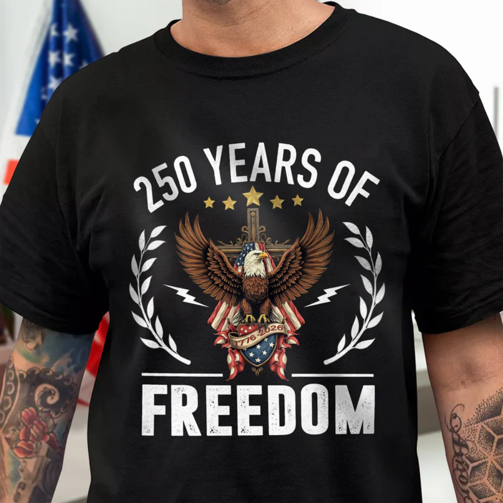 America 250 Years of Freedom With Eagle Dark Shirt For Family Gift 2026