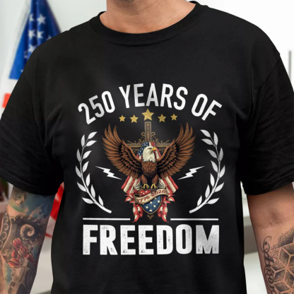 America 250 Years of Freedom With Eagle Dark Shirt For Family Gift 2026
