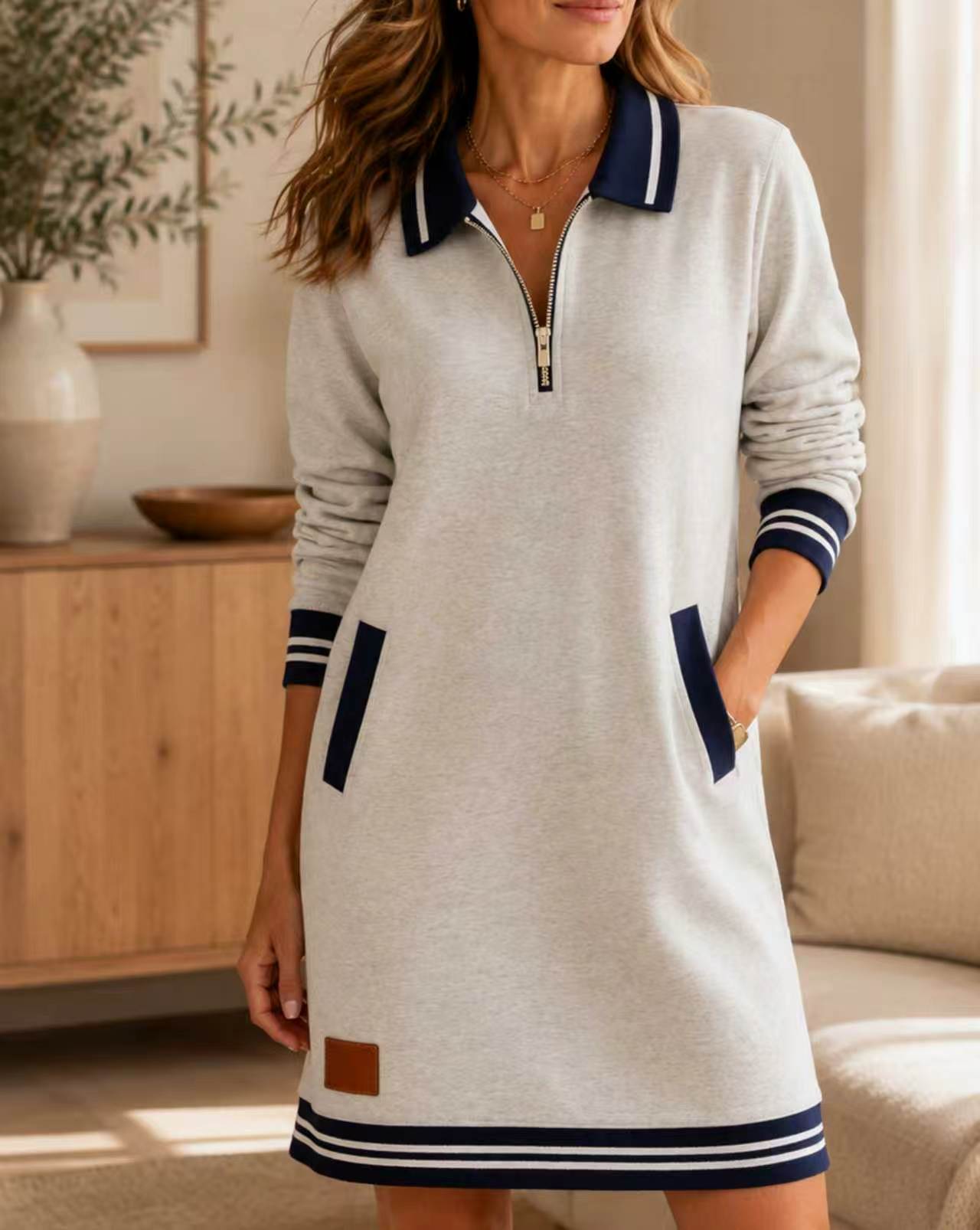 Women's Chic Zip-Neck Dress