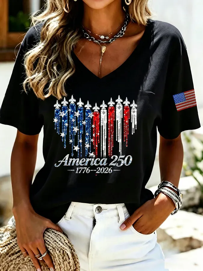 Women's Casual 250th Anniversary Independence Day Printed T-shirt