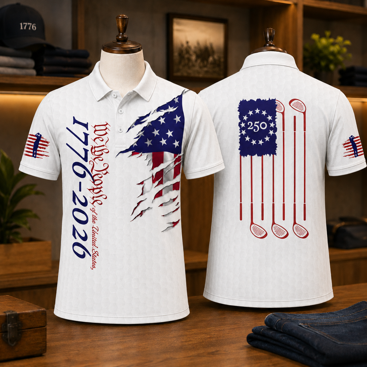 250 Years We The People Golf - USA 250th Anniversary Polo Shirt