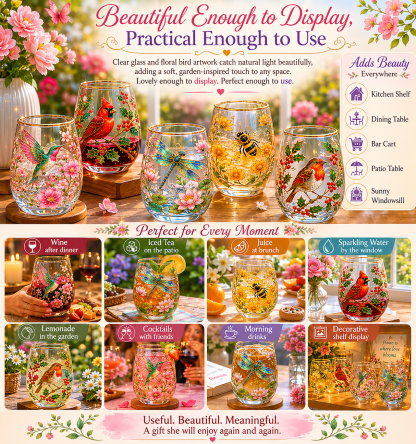 🎁 Today Only SAVE 83% OFF — Garden of Hope™ Floral Bird Glass Set That Turns Every Sip Into A Beautiful, Meaningful Gift For Mom, Grandma, Friends & Garden Lovers 🌸🐦✨