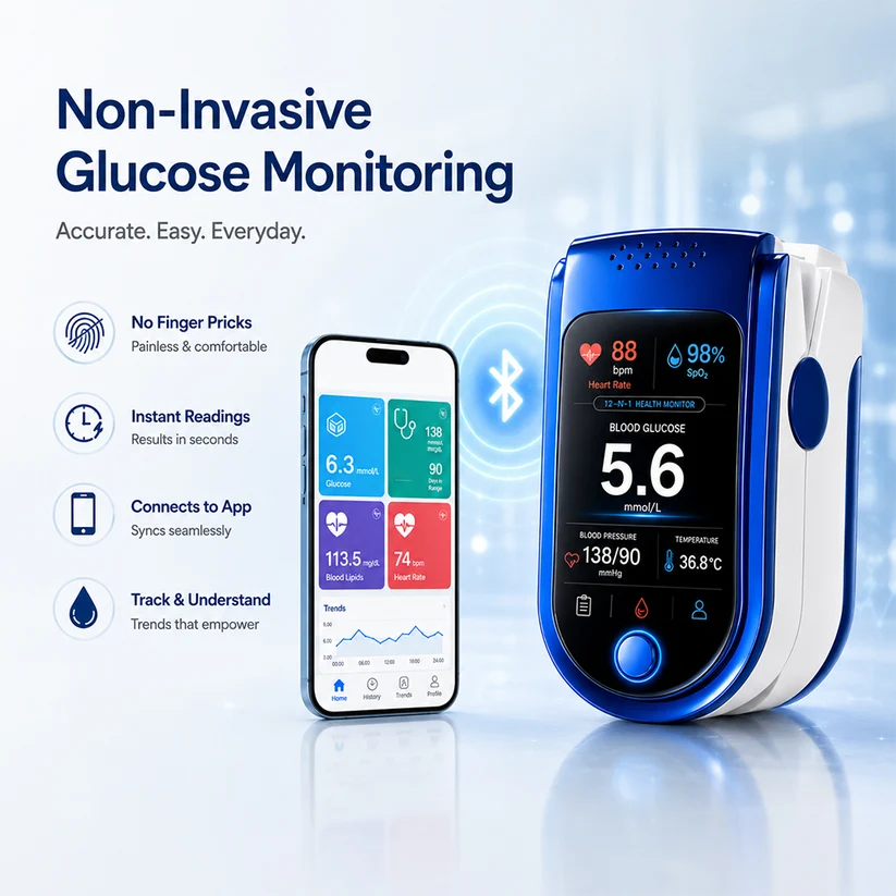 ⚕️ Non-Invasive Daily Health Tracker | 💧 Needle-Free Wellness Trend Monitoring Device