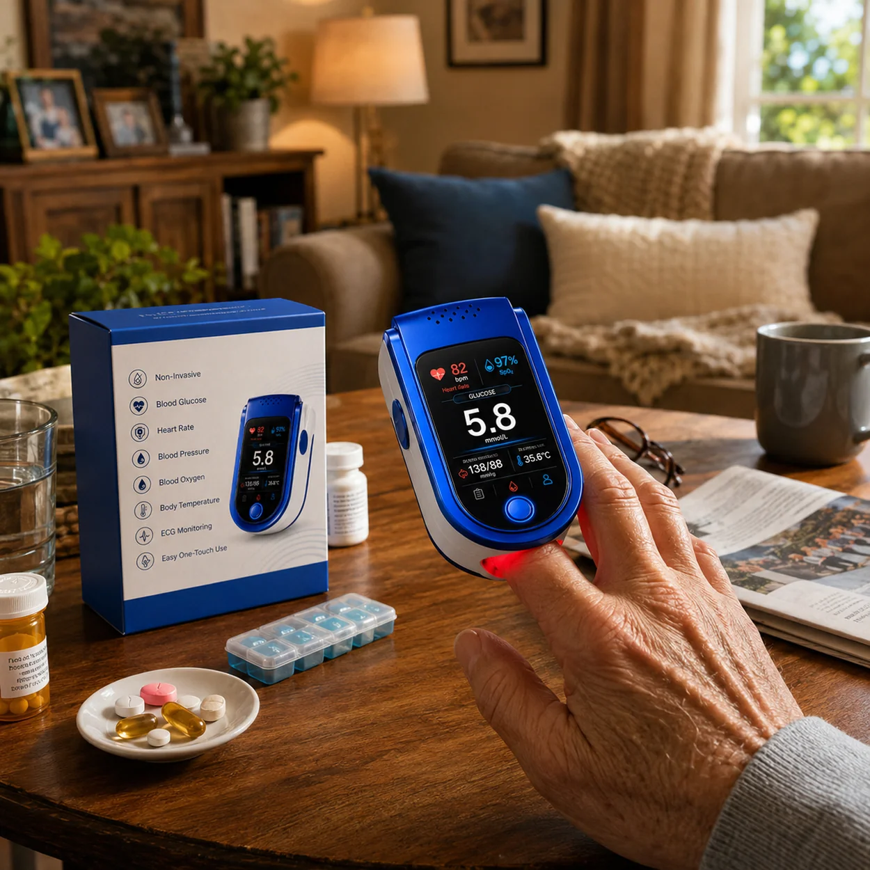 ⚕️ Non-Invasive Daily Health Tracker | 💧 Needle-Free Wellness Trend Monitoring Device