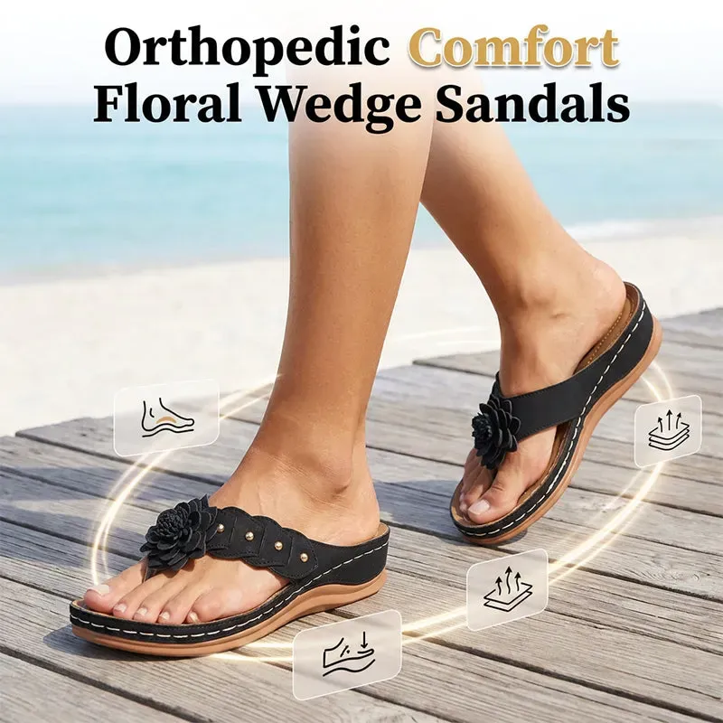 🔥Promotion 50% OFF - Women's Comfort Orthopedic Floral Wedge Sandals