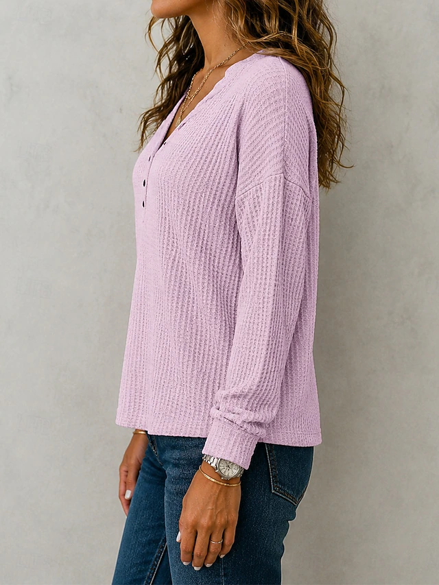 Women's Tunic Graphic Flag Plain Fashion Stylish Classic Long Sleeve Crew Neck Henley Regular Tops