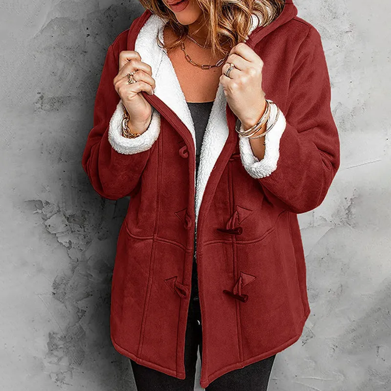 Women's Sherpa Lined Faux Suede Toggle Coat