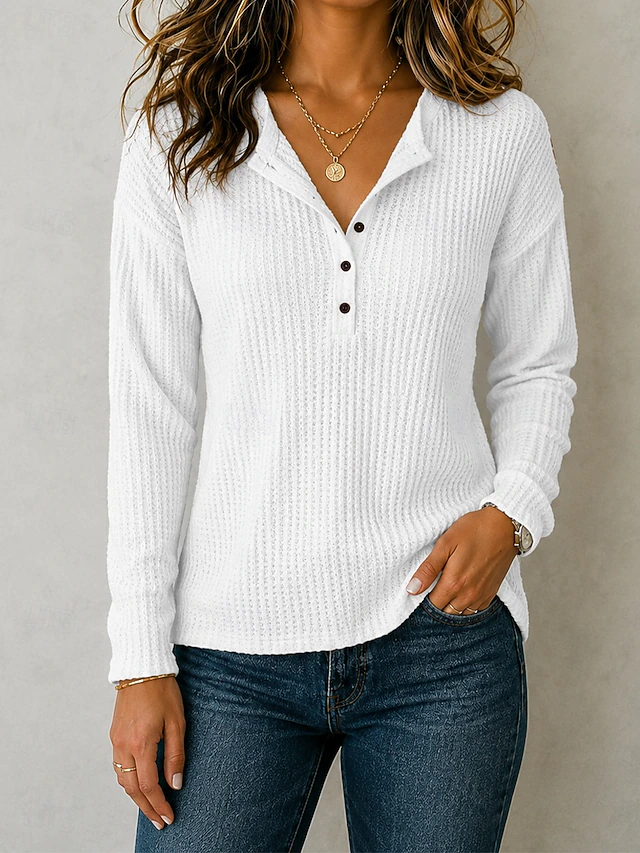 Women's Tunic Graphic Flag Plain Fashion Stylish Classic Long Sleeve Crew Neck Henley Regular Tops