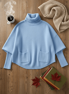 🎄 New Arrivals🔥Women's Fashionable Casual Solid-Color High-Neck Sweater