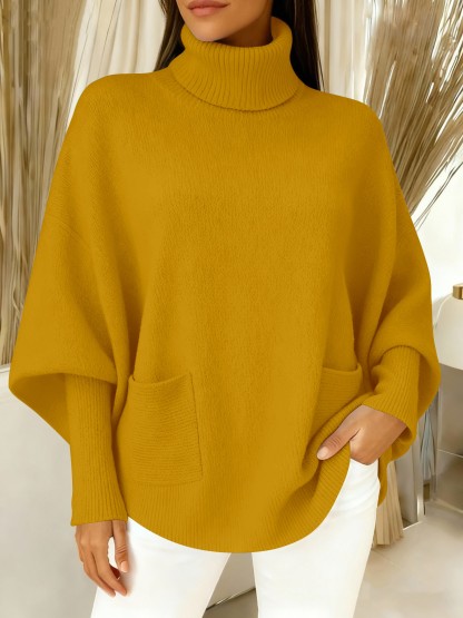 🎄 New Arrivals🔥Women's Fashionable Casual Solid-Color High-Neck Sweater