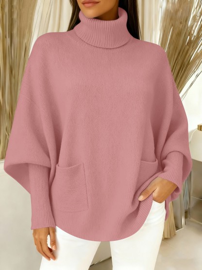 🎄 New Arrivals🔥Women's Fashionable Casual Solid-Color High-Neck Sweater