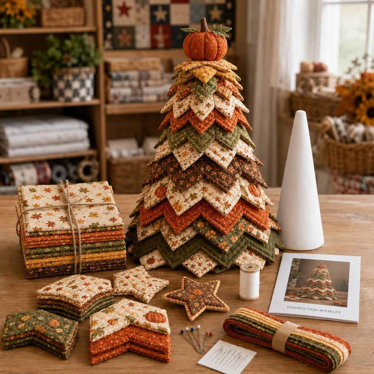 🔥 LAST DAY 49% OFF - 🎄🧵Americana Christmas Tree Quilt Kit💕