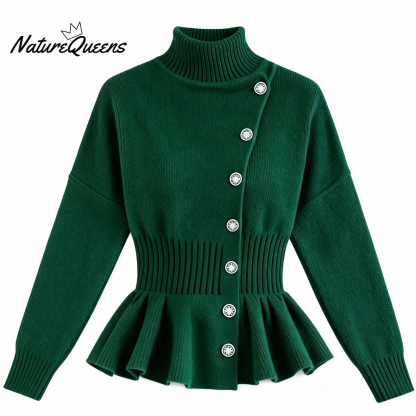 Slim Turtleneck Solid Color Pullover Knitted Top