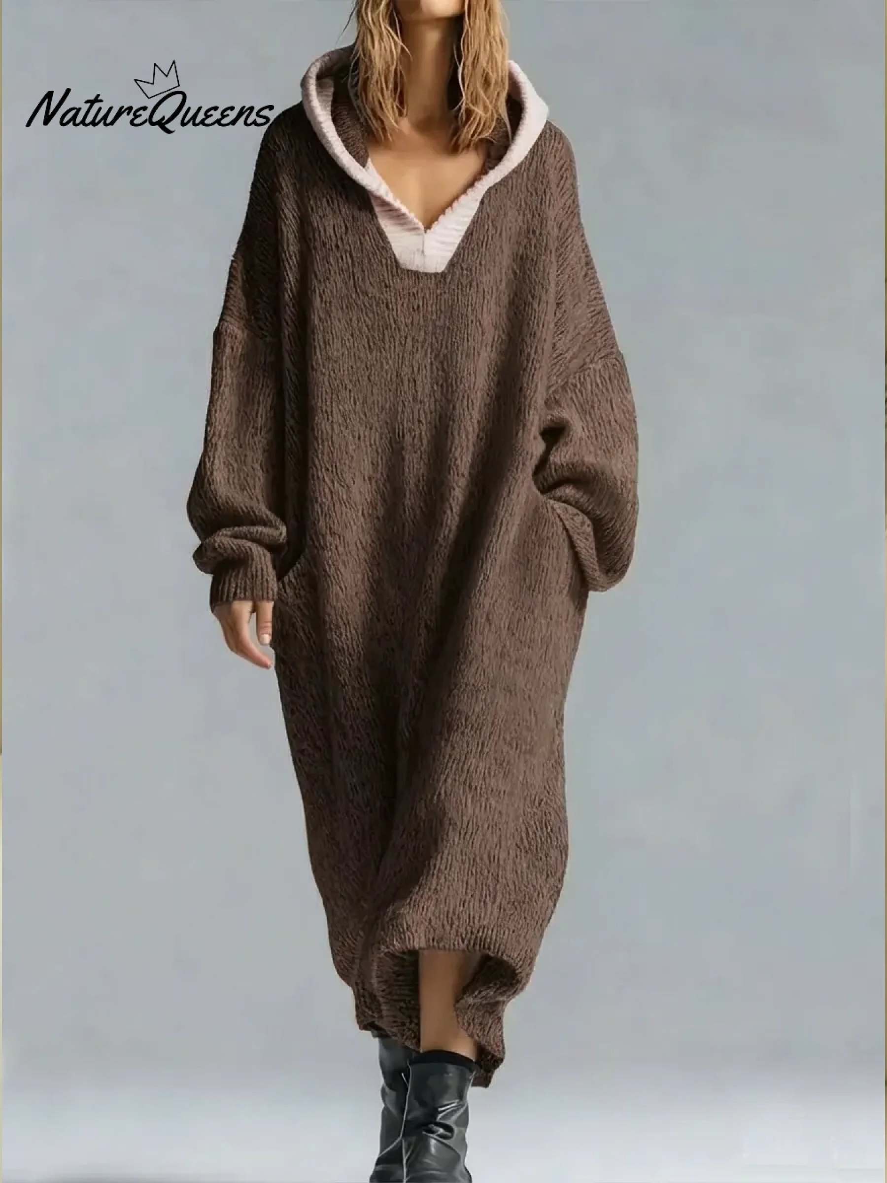 Women's Cozy Hooded Sweater Dress