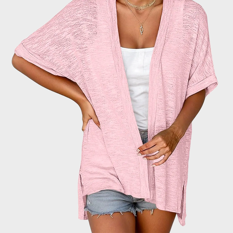 Short-sleeved casual solid coat