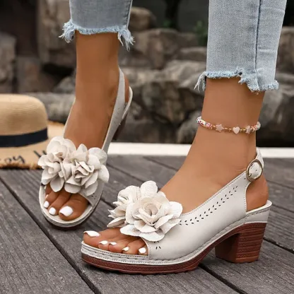 Women's Stylish Floral Chunky Heels