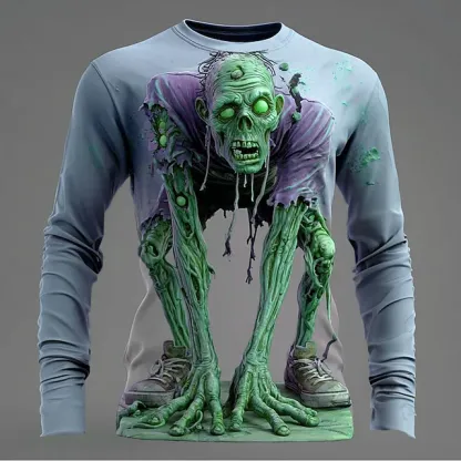 Halloween Men's Optical Illusion Zombies 3D T Shirt Short Sleeve T shirt 3D Print Crew Neck Shirt Exaggerated Designer Horror Party Street Holiday Yellow Blue Purple Summer Spring All Seasons