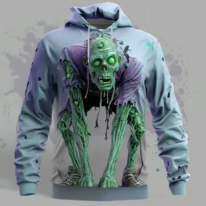 Halloween Men's Optical Illusion Zombies 3D T Shirt Short Sleeve T shirt 3D Print Crew Neck Shirt Exaggerated Designer Horror Party Street Holiday Yellow Blue Purple Summer Spring All Seasons