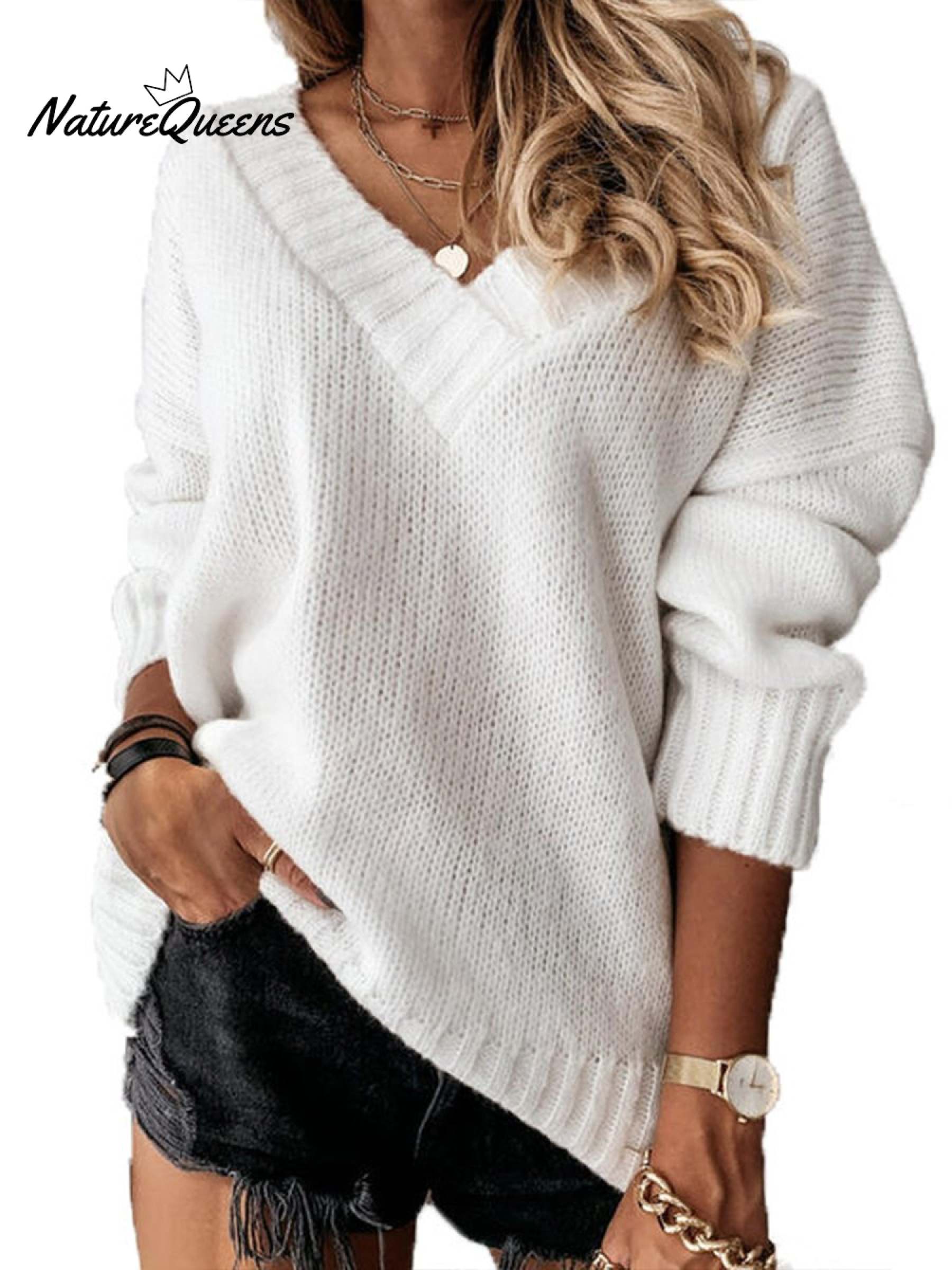 V-neck Long-sleeved Pullover Sweater Top
