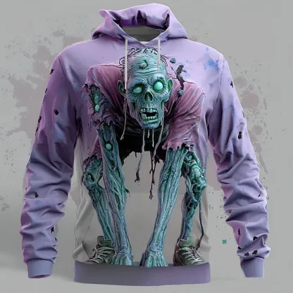 Halloween Men's Optical Illusion Zombies 3D T Shirt Short Sleeve T shirt 3D Print Crew Neck Shirt Exaggerated Designer Horror Party Street Holiday Yellow Blue Purple Summer Spring All Seasons