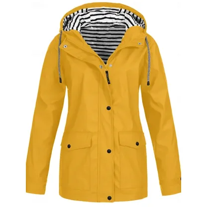 Women's Hoodie Jacket Waterproof Comfortable Pocket Buttons Casual Plain Vacation Street Casual Daily Wear Single Breasted Regular Hooded Regular Fit Long Sleeve Outerwear Yellow Red Navy Blue Spring
