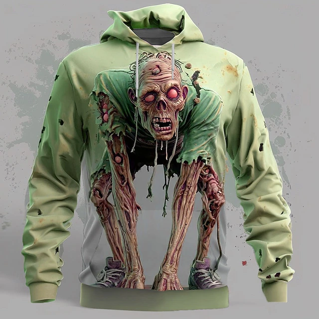 Halloween Men's Optical Illusion Zombies 3D T Shirt Short Sleeve T shirt 3D Print Crew Neck Shirt Exaggerated Designer Horror Party Street Holiday Yellow Blue Purple Summer Spring All Seasons
