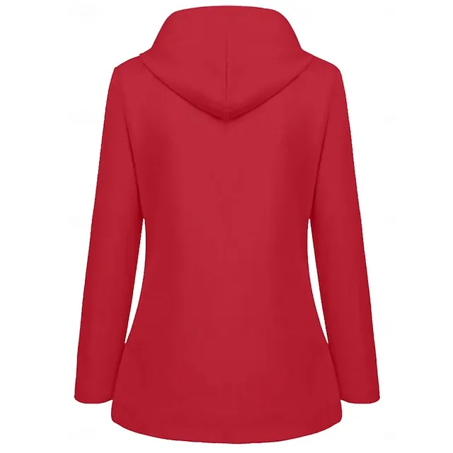 Women's Hoodie Jacket Waterproof Comfortable Pocket Buttons Casual Plain Vacation Street Casual Daily Wear Single Breasted Regular Hooded Regular Fit Long Sleeve Outerwear Yellow Red Navy Blue Spring