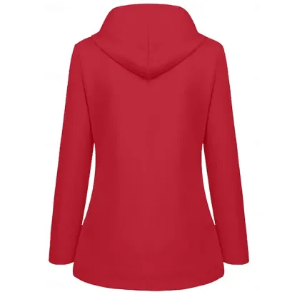 Women's Hoodie Jacket Waterproof Comfortable Pocket Buttons Casual Plain Vacation Street Casual Daily Wear Single Breasted Regular Hooded Regular Fit Long Sleeve Outerwear Yellow Red Navy Blue Spring