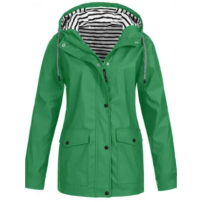 Women's Hoodie Jacket Waterproof Comfortable Pocket Buttons Casual Plain Vacation Street Casual Daily Wear Single Breasted Regular Hooded Regular Fit Long Sleeve Outerwear Yellow Red Navy Blue Spring
