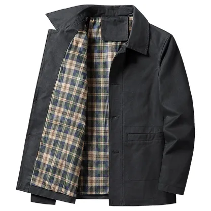 Men's Lightweight Jacket Trucker Jacket Outdoor Jacket Summer Jacket Daily Wear Workfashion Windproof Buttons Inside Pocket Spring Fall Plain Stylish Business Shirt Collar Regular Black khaki Army