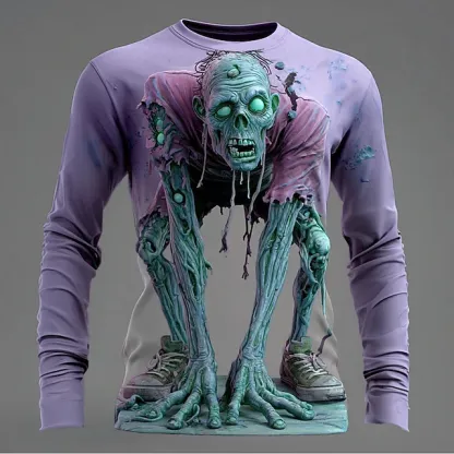Halloween Men's Optical Illusion Zombies 3D T Shirt Short Sleeve T shirt 3D Print Crew Neck Shirt Exaggerated Designer Horror Party Street Holiday Yellow Blue Purple Summer Spring All Seasons