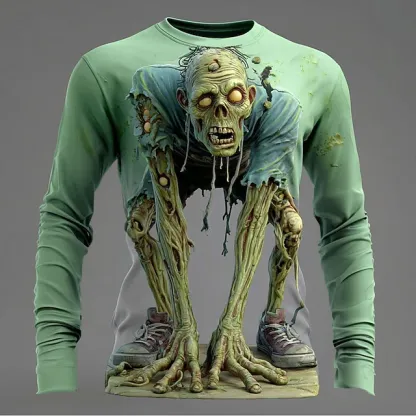 Halloween Men's Optical Illusion Zombies 3D T Shirt Short Sleeve T shirt 3D Print Crew Neck Shirt Exaggerated Designer Horror Party Street Holiday Yellow Blue Purple Summer Spring All Seasons