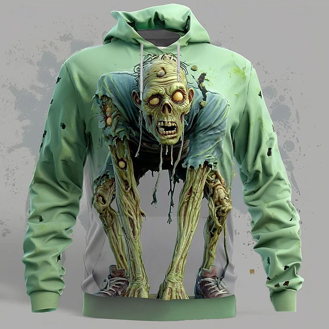 Halloween Men's Optical Illusion Zombies 3D T Shirt Short Sleeve T shirt 3D Print Crew Neck Shirt Exaggerated Designer Horror Party Street Holiday Yellow Blue Purple Summer Spring All Seasons