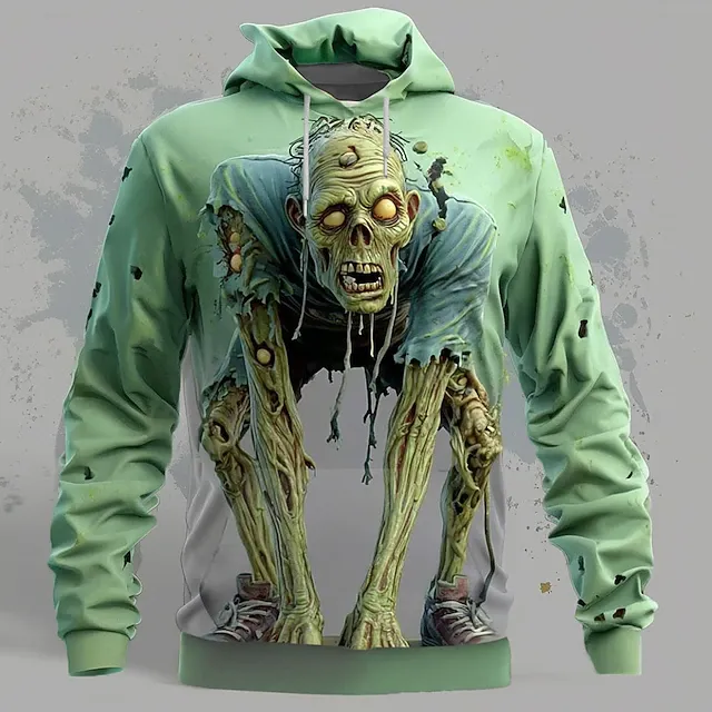 Halloween Men's Optical Illusion Zombies 3D T Shirt Short Sleeve T shirt 3D Print Crew Neck Shirt Exaggerated Designer Horror Party Street Holiday Yellow Blue Purple Summer Spring All Seasons