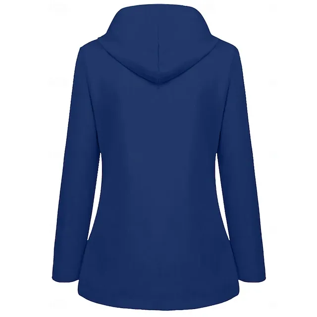 Women's Hoodie Jacket Waterproof Comfortable Pocket Buttons Casual Plain Vacation Street Casual Daily Wear Single Breasted Regular Hooded Regular Fit Long Sleeve Outerwear Yellow Red Navy Blue Spring