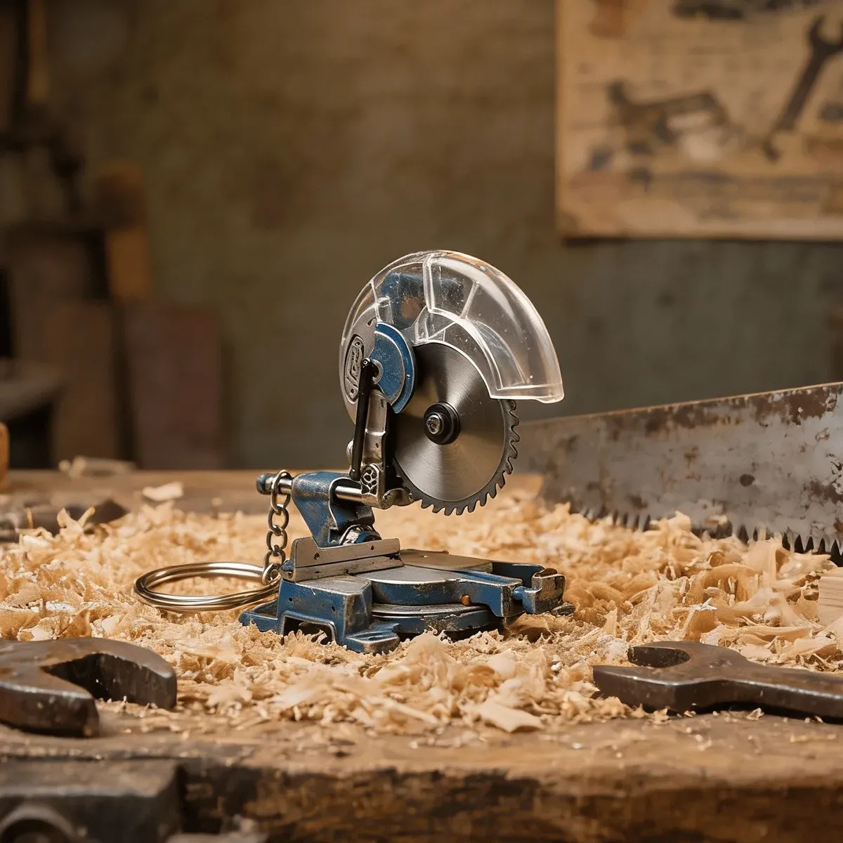 🛠️ 2-in-1 Mini Mitre Saw Keychain: Portable Cutting Tool + Collector's Item for Tool Enthusiasts