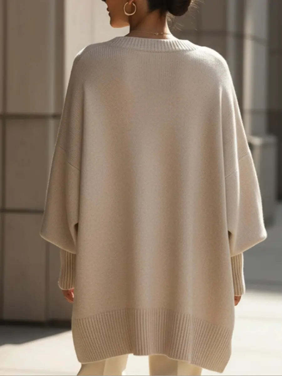 Women's Cozy Loose Asymmetrical Hem Sweater