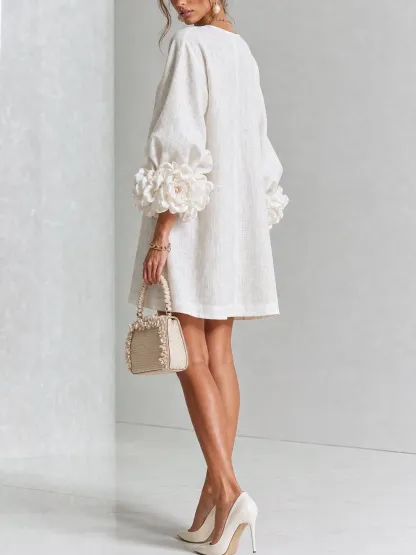 Printed button-front mini dress