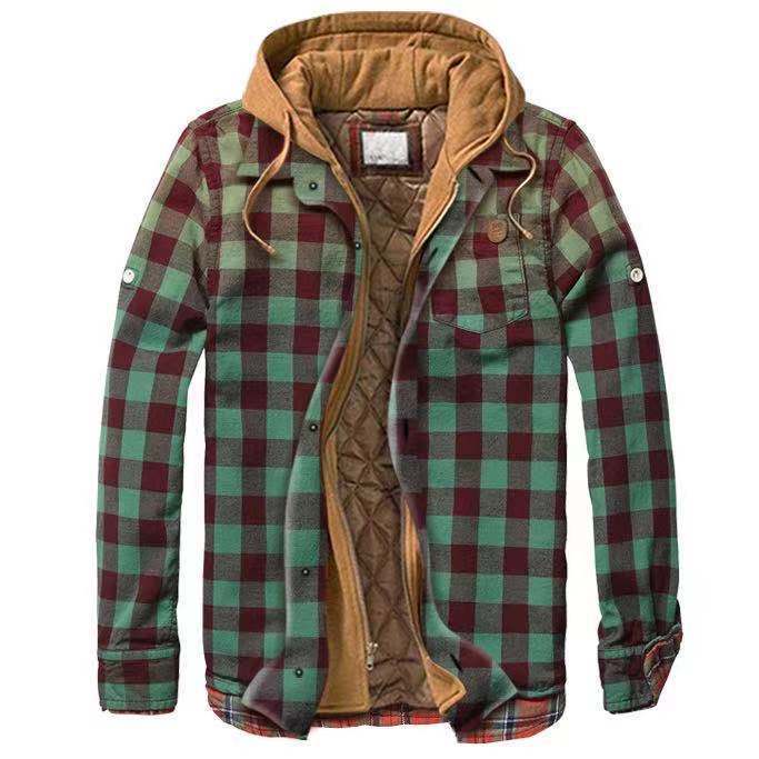 Outdoor Thick Plaid Casual Hoodie