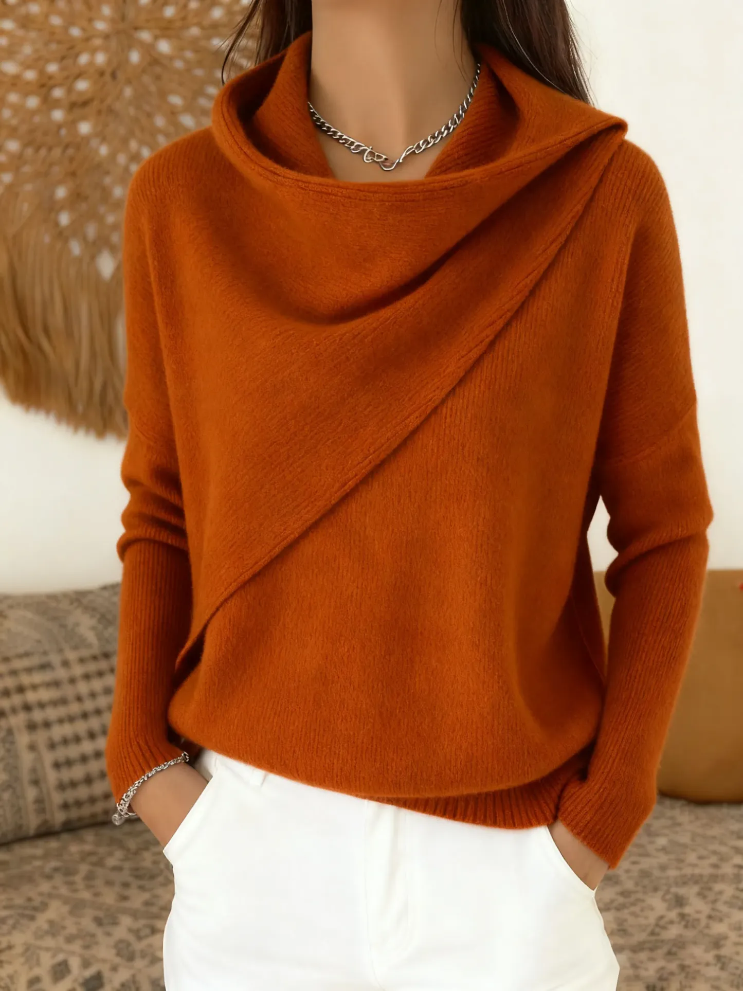 CLEARANCE SALE🔥Women's Soft Solid Color Ruffled Collar Sweater Top