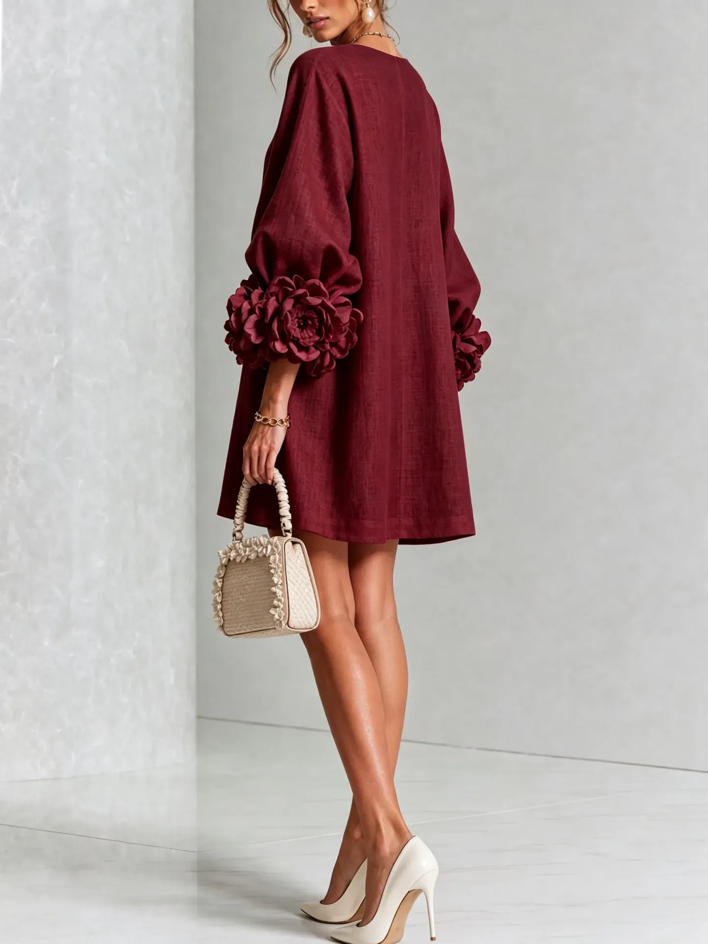 Printed button-front mini dress