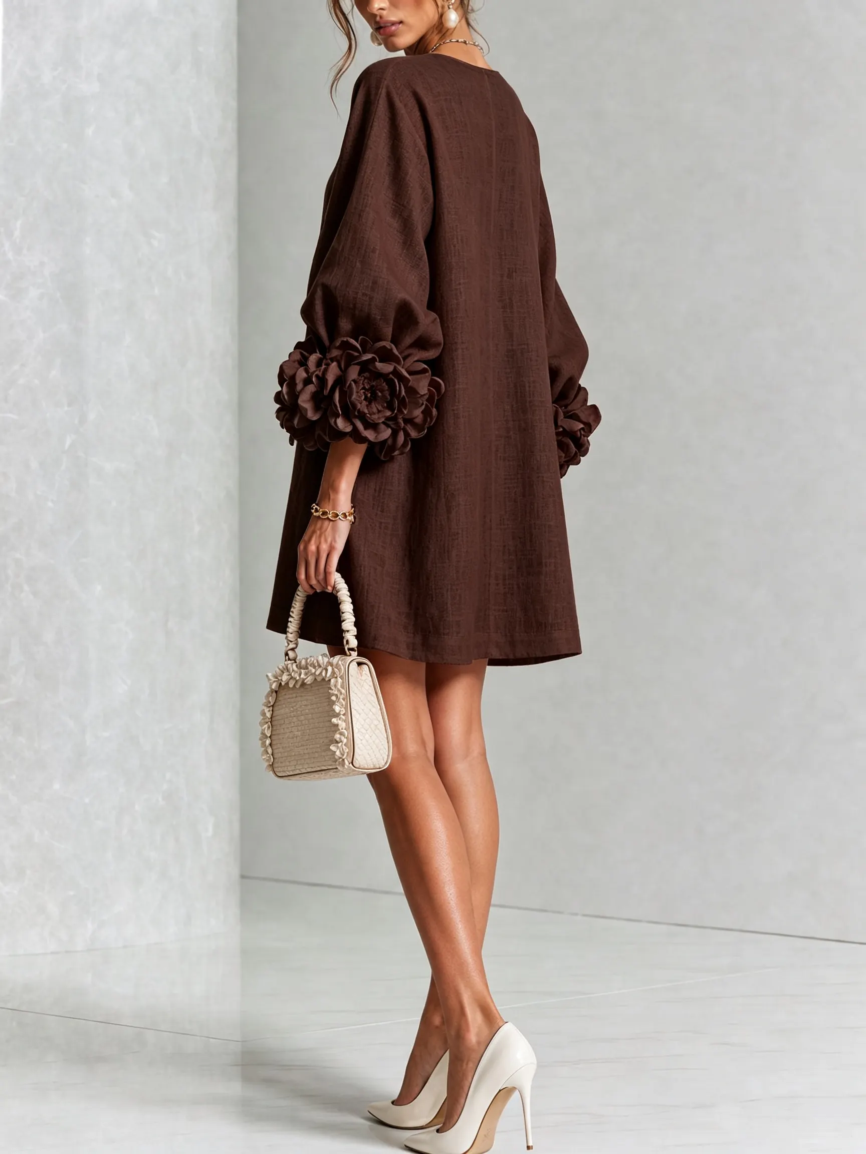 Printed button-front mini dress