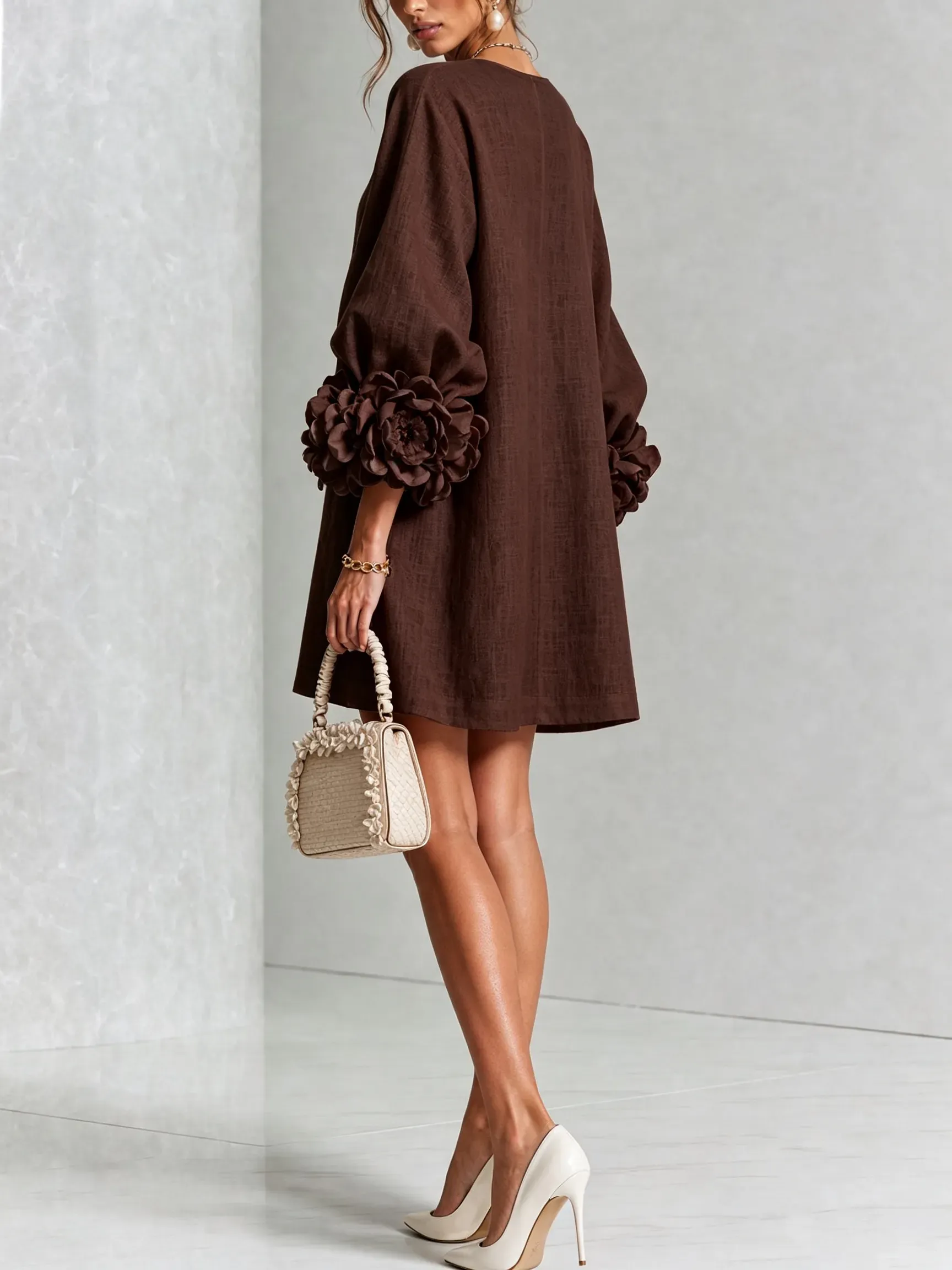 Printed button-front mini dress