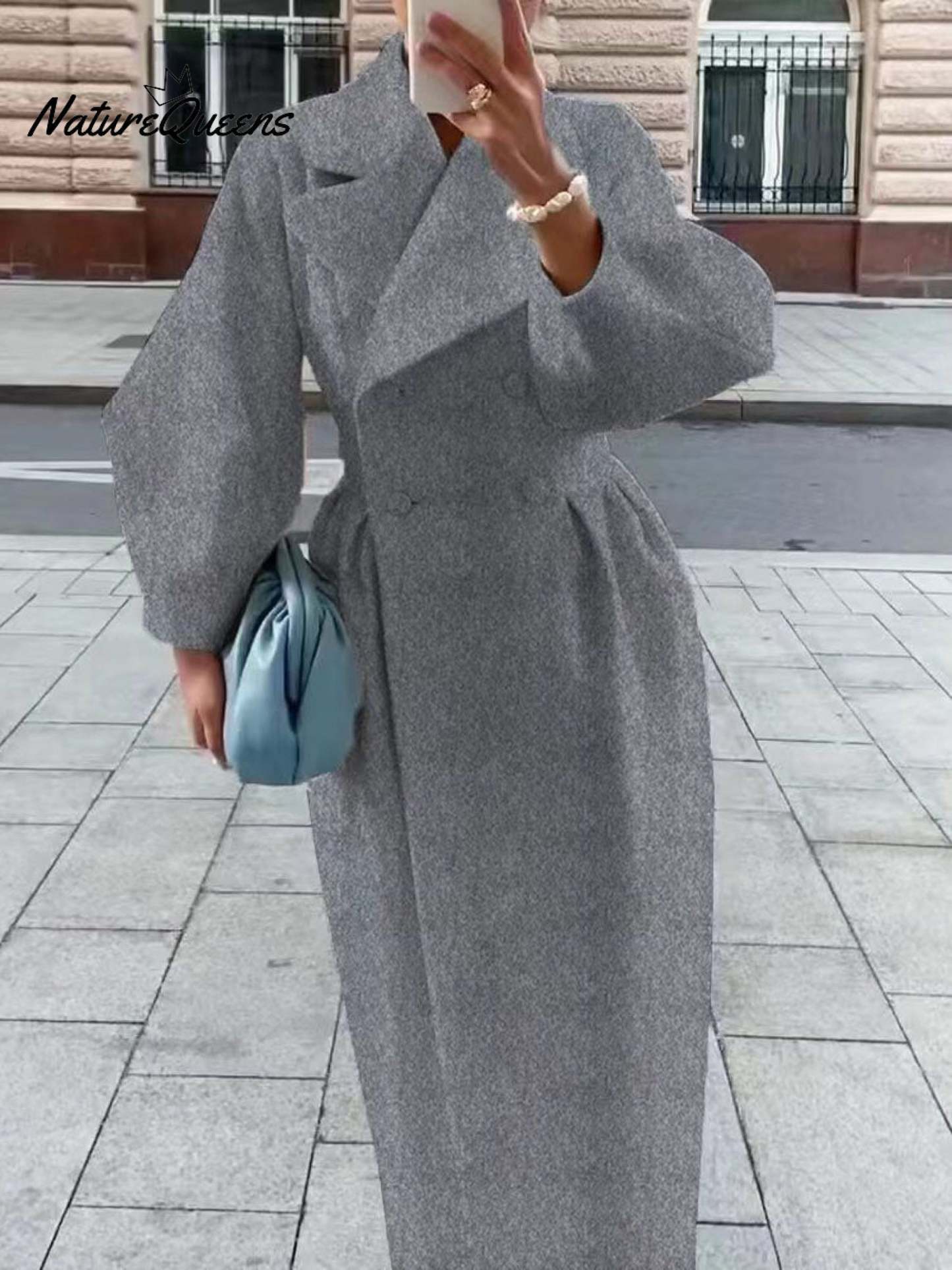 Women's Stylish Elegant Lantern-sleeved Wool Blend Long Coat