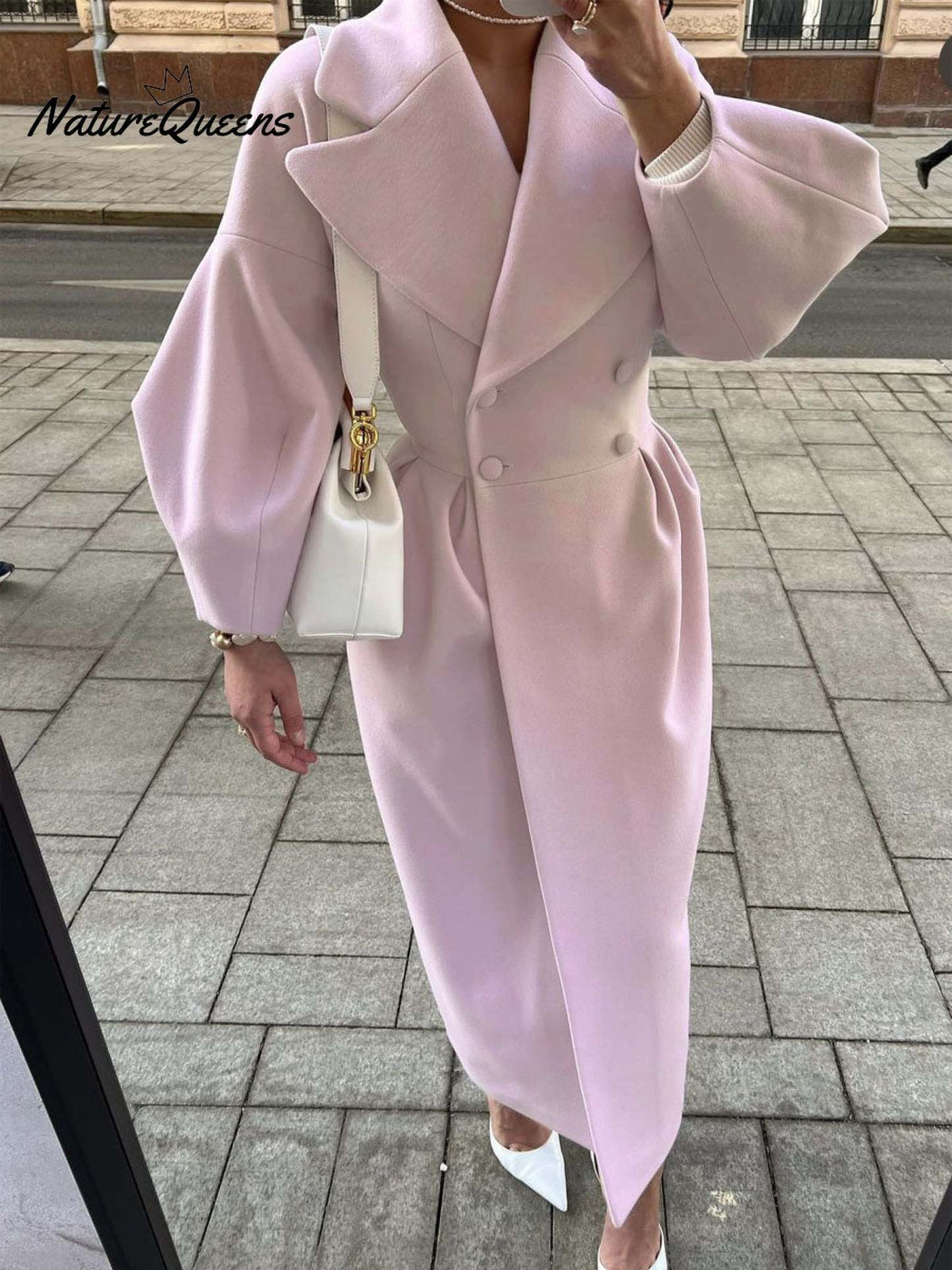 Women's Stylish Elegant Lantern-sleeved Wool Blend Long Coat