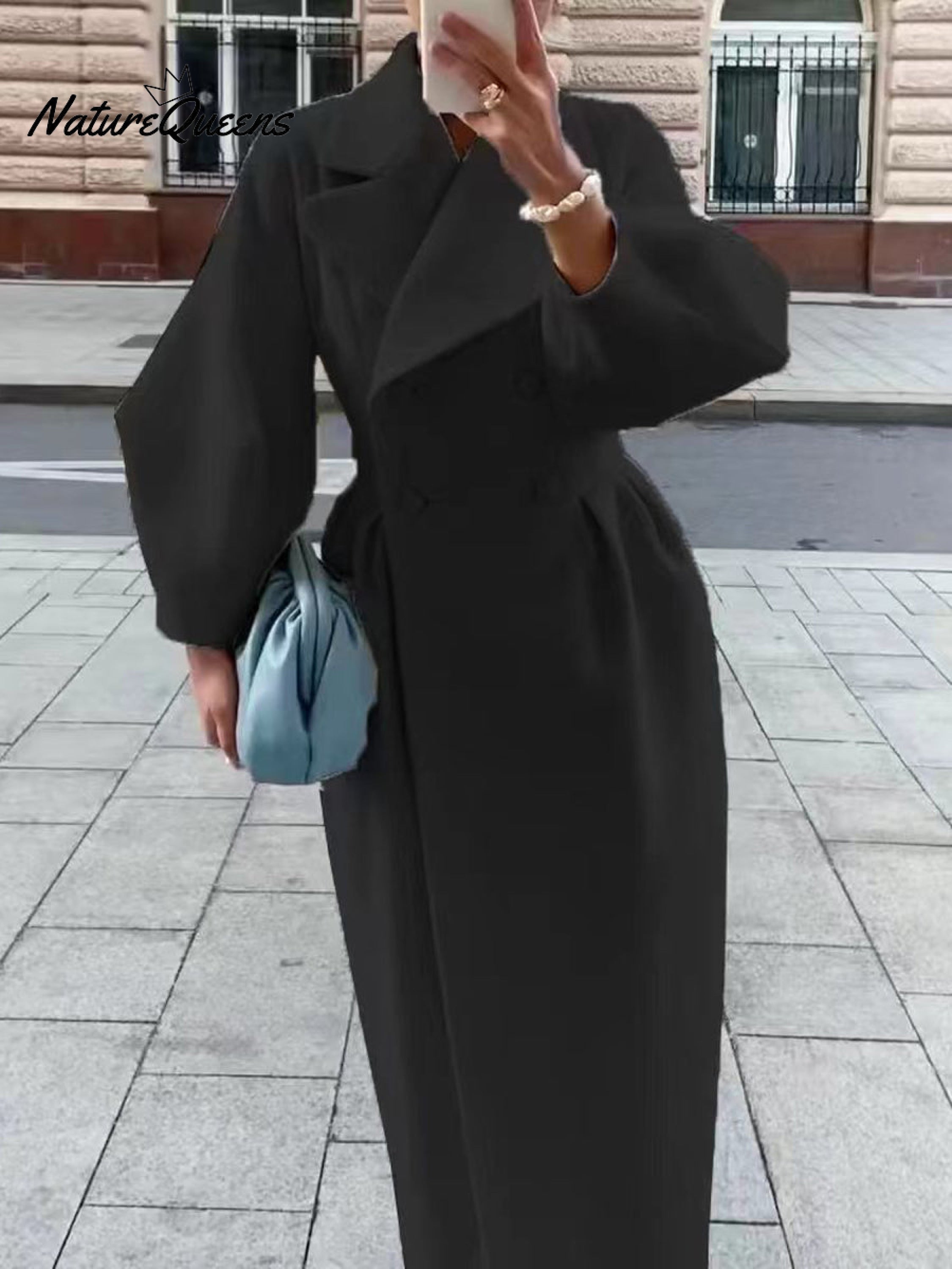 Women's Stylish Elegant Lantern-sleeved Wool Blend Long Coat