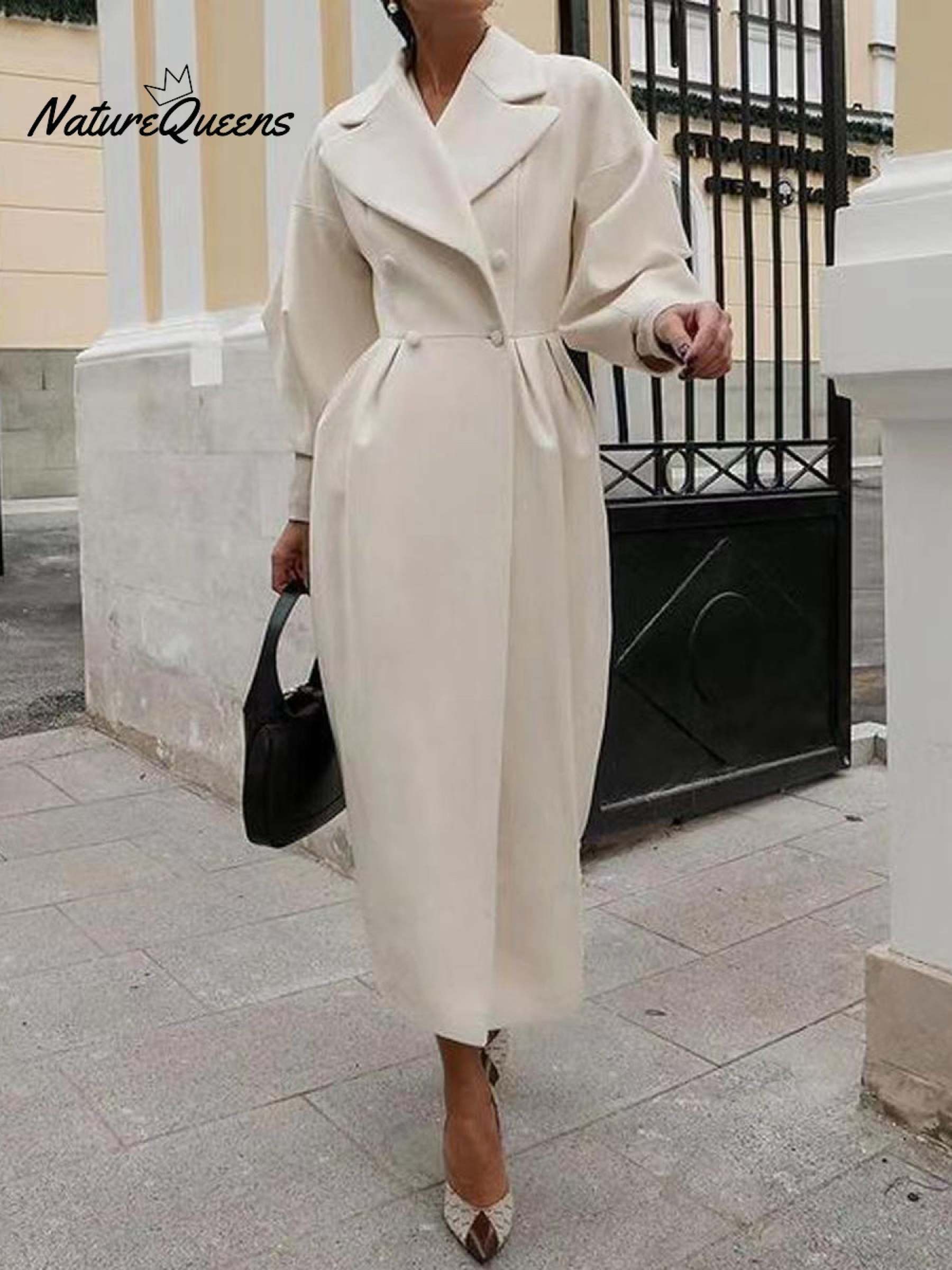 Women's Stylish Elegant Lantern-sleeved Wool Blend Long Coat