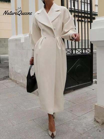 Women's Stylish Elegant Lantern-sleeved Wool Blend Long Coat