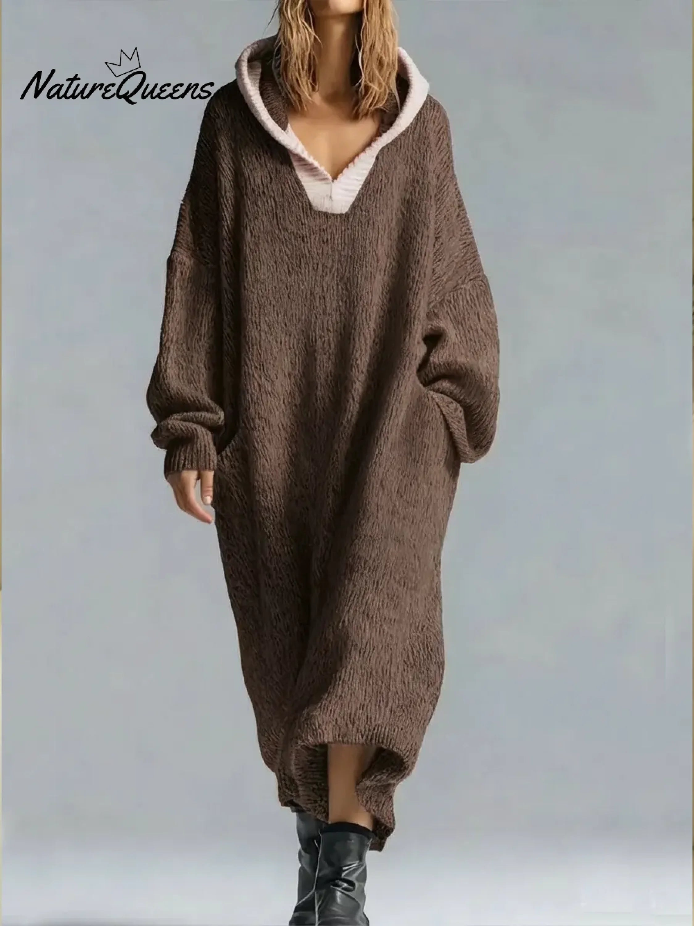 Women's Cozy Hooded Sweater Dress